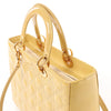 Dior Lady Dior Patent Leather Cannage Large 2Way Handbag in Yellow Secondhand