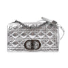 Dior Caro Leather Chain Shoulder Bag in Metallic Silver Secondhand