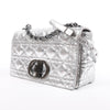 Dior Caro Leather Chain Shoulder Bag in Metallic Silver Secondhand