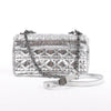 Dior Caro Leather Chain Shoulder Bag in Metallic Silver Secondhand
