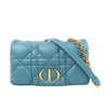 Dior Caro Macrocannage Leather Chain Shoulder Bag in Blue Secondhand