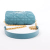 Dior Caro Macrocannage Leather Chain Shoulder Bag in Blue Secondhand