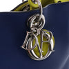 Dior Diorissimo Leather Large 2Way Handbag in Navy Blue x Yellow Secondhand