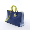 Dior Diorissimo Leather Large 2Way Handbag in Navy Blue x Yellow Secondhand