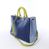 Dior Diorissimo Leather Large 2Way Handbag in Navy Blue x Yellow Secondhand