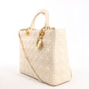 Dior Lady Dior Leather Cannage Large Handbag in Beige Secondhand