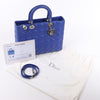 Dior Lady Dior Leather Cannage Large Handbag in Blue Secondhand