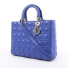 Dior Lady Dior Leather Cannage Large Handbag in Blue Secondhand