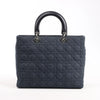 Dior Lady Dior Dennim x Leather Cannage Large Handbag in Navy Blue Secondhand