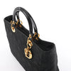 Dior Lady Dior Large Cannage Nylon x Patent Leather 2Way Handbag in Black Secondhand