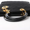Dior Lady Dior Large Cannage Nylon x Patent Leather 2Way Handbag in Black Secondhand