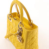 Dior Lady Dior Cannage Leather 2Way Handbag in Yellow Secondhand