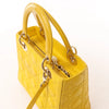 Dior Lady Dior Cannage Leather 2Way Handbag in Yellow Secondhand