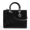 Dior Lady Dior Large Patent Leather 2Way Handbag in Black Secondhand