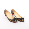 Christian Louboutin Tiger Print Raffia Bow Heels in Brown x Black, Size 39 EU Secondhand