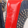 Christian Louboutin Lady Peep 150 Denim Spike Studs Open-toe Heels in Blue, Size 36.5 EU Secondhand