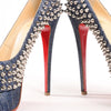 Christian Louboutin Lady Peep 150 Denim Spike Studs Open-toe Heels in Blue, Size 36.5 EU Secondhand