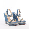 Christian Louboutin Katacrow Denim Wedge Sole Sandals in Blue, Size 38 EU Secondhand