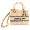 Dior Lady D-Lite Raffia Woven Cannage Embroidered Medium 2Way Handbag in Beige Secondhand