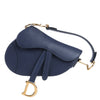 Dior Saddle Mini Bag Leather Handbag in Navy Blue Secondhand