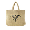 Prada Large Raffia Effect Crochet Embroidered Logo Tote Secondhand