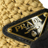 Prada Large Raffia Effect Crochet Embroidered Logo Tote Secondhand