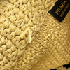 Prada Large Raffia Effect Crochet Embroidered Logo Tote Secondhand