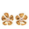 Chanel CC Gold Plated Faux Pearl Flower Stud Push Back Earrings Secondhand