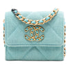 Chanel Quilted Denim 19 Card Holder with Chain Secondhand