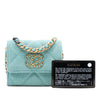 Chanel Quilted Denim 19 Card Holder with Chain Secondhand