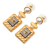 Chanel Gold Plated Faux Pearl and Strass CC Perfume Bottle Drop Earrings Secondhand