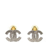 Chanel Silver Plated CC Clip on Earrings Secondhand