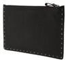 Valentino Grained Calfskin Rockstud Clutch Secondhand