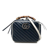 Gucci Small GG Marmont Matelasse Diagonal Calfskin Torchon Bamboo Satchel Secondhand