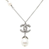 Chanel CC Brass Strass Faux Pearl Pendant Necklace Secondhand