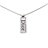 Dior Palladium Plated Enamel Logo Plaque Pendant Necklace Secondhand