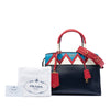 Prada Medium Saffiano Trimmed City Calf Greca Esplanade Satchel Secondhand