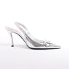 Diesel D-Venus Patent Embossed Slingback Heels in Silver, Size 37 EU Secondhand
