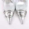 Diesel D-Venus Patent Embossed Slingback Heels in Silver, Size 37 EU Secondhand