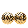 Chanel CC Gold Plated Quilted Round Clip On Earrings Secondhand