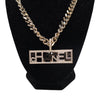 Chanel Pharrell Gold Plated Strass Chain Letters Pendant Necklace Secondhand