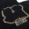 Chanel Pharrell Gold Plated Strass Chain Letters Pendant Necklace Secondhand