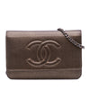 Secondhand Chanel CC Metallic Caviar Wallet On Chain