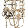Chanel CC Gold Plated Faux Pearl and Rhinestones Logo Birdcage Brooch Secondhand