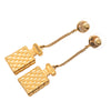 Chanel CC Gold Plated Faux Pearl and Rhinestones Perfume Bottle Chain Drop Earrings Secondhand