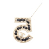 Chanel CC Gold Plated Lambskin Woven Chain Number 5 Brooch Secondhand