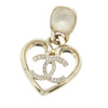 Chanel Gold Plated CC Rhinestone Heart Earrings Secondhand