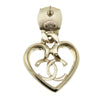 Chanel Gold Plated CC Rhinestone Heart Earrings Secondhand