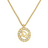 Dior Gold Plated Logo Rhinestones Pendant Necklace Secondhand