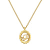 Dior Gold Plated Logo Rhinestones Pendant Necklace Secondhand